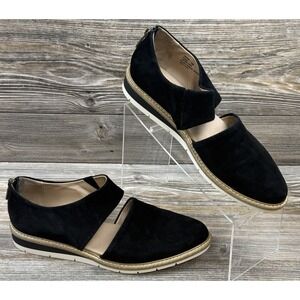 Adam Tucker Me Too Athena Womens Sz 10M Black/Beige Suede Leather Comfort Flats